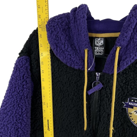 NFL Team Apparel NWT Baltimore Ravens L Sherpa Fleece Sweatshirt Black Full Zip - Picture 10 of 16